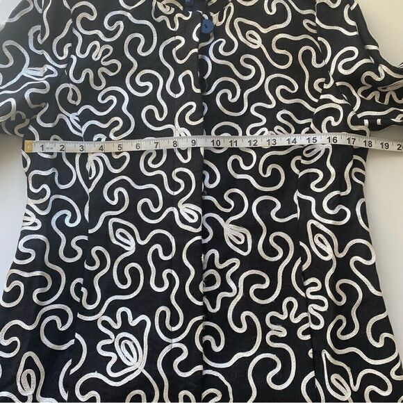 Nina Mclemore Linen embroidered jacket Size 4 - Picture 5 of 11